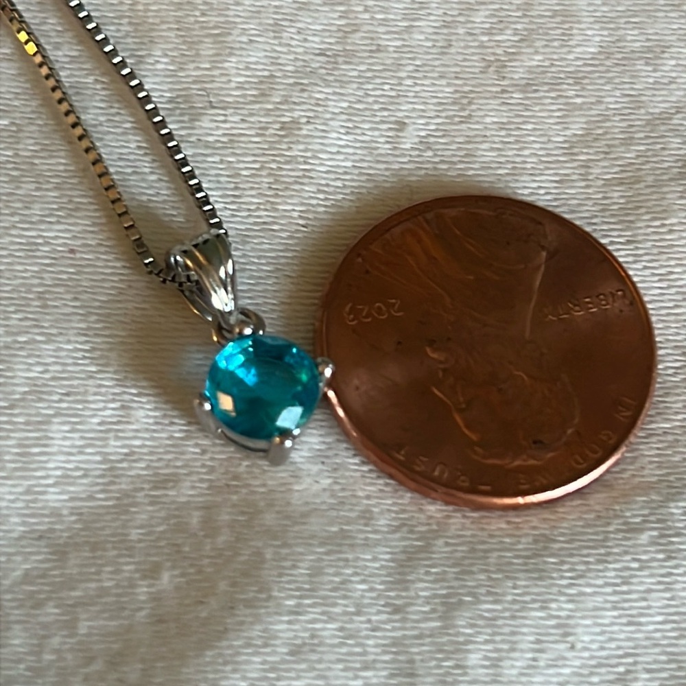 Sterling Silver Blue Topaz Pendant - Picture 2 of 4